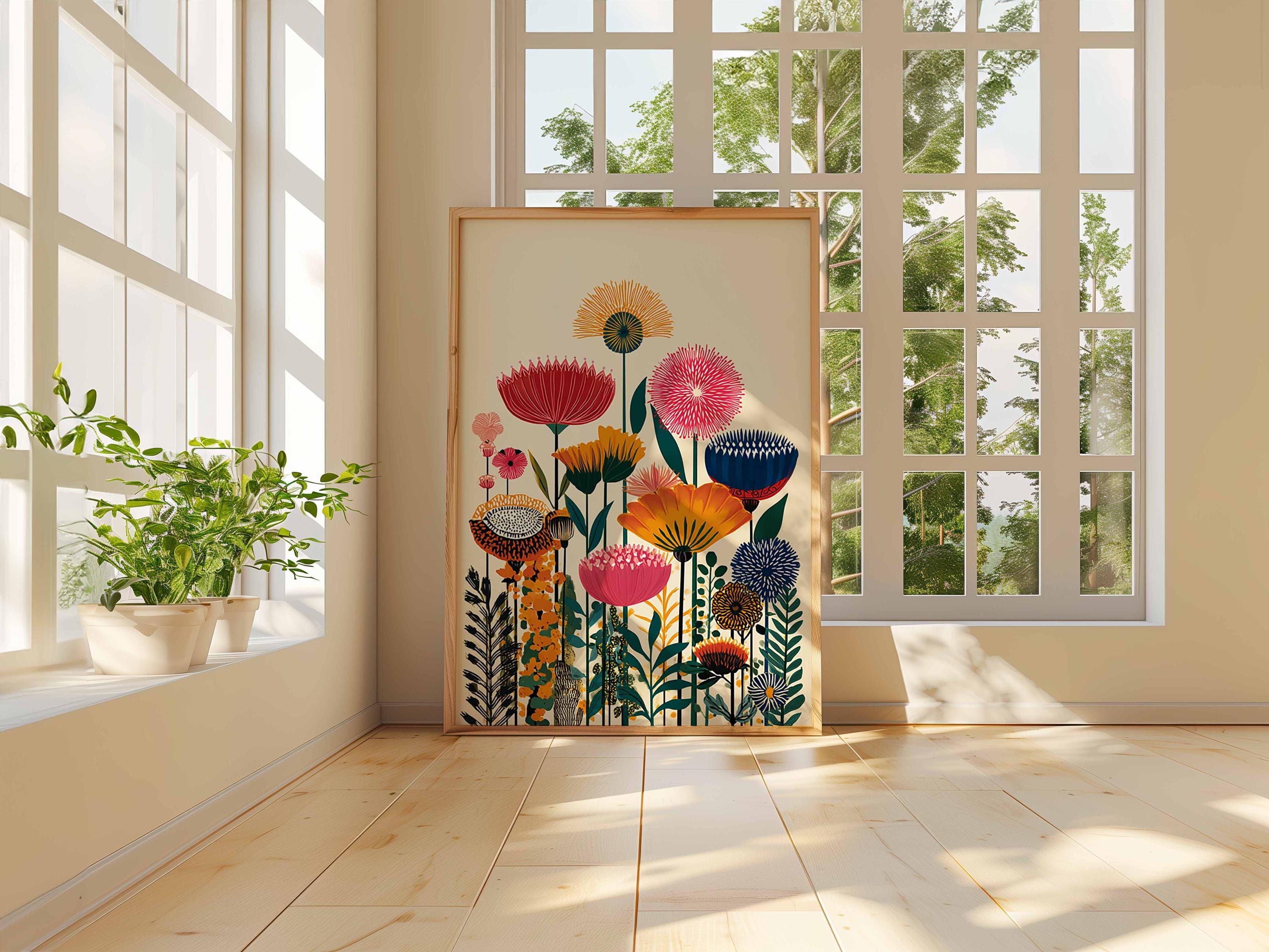 Colorful Botanical Wall Art Print, Modern Floral Poster, Vibrant Flower ...