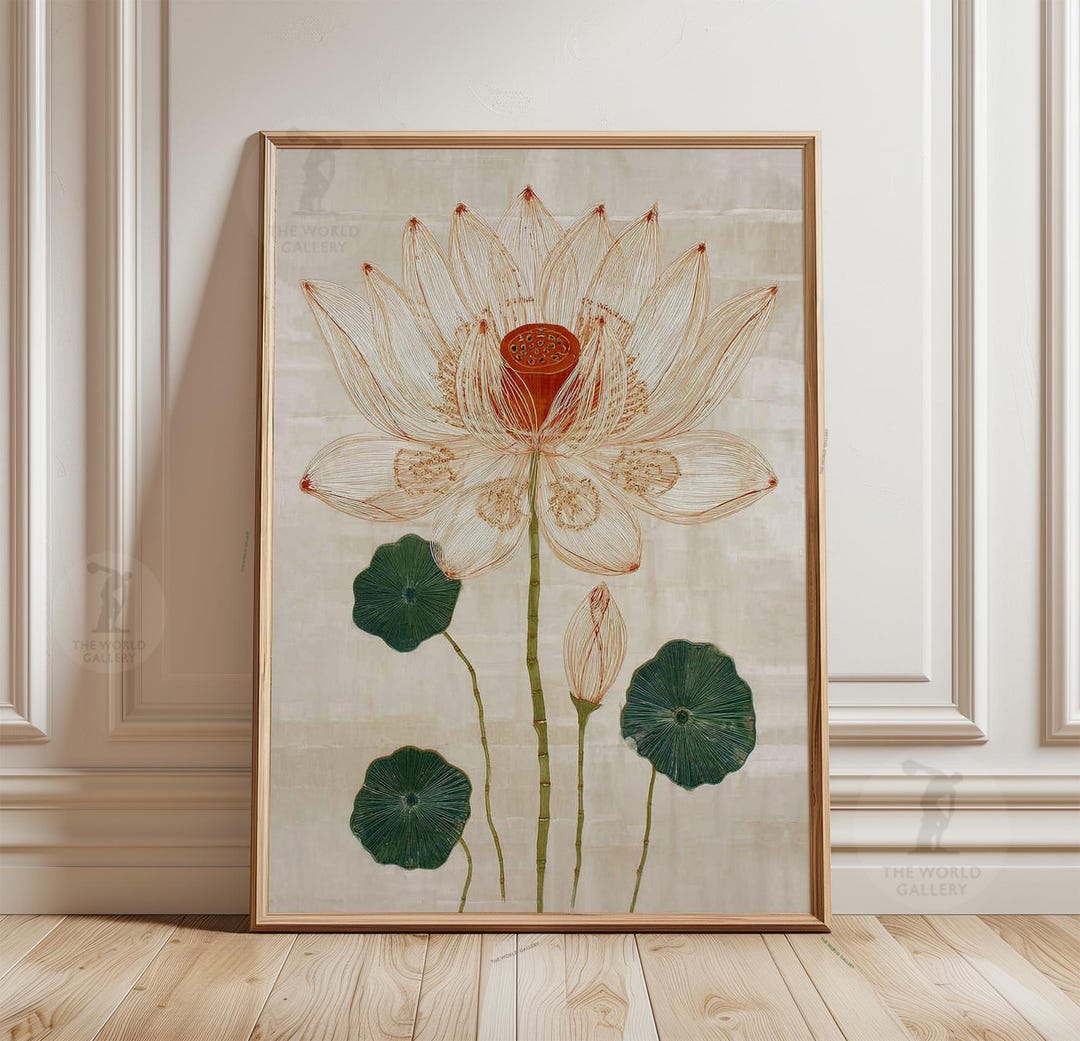 Lotus Flower Botanical Poster | Japanese Style Floral Wall Art ...