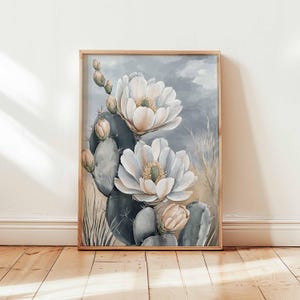 Cactus Flower Poster, Prickly Pear Print, Desert Wall Art, Botanical Posters, Nature Prints, Southwest Decor, Floral Poster