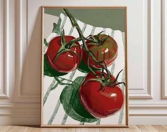 Impression cuisine tomate | Nature morte moderne, oeuvre d'art murale de ferme