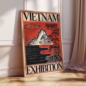 Retro Vietnam Exhibition Poster, Vietnamese Wall Art, Vietnam Gift, Botanical Print, Floral Wall Art, Tropical Decor, Vietnam Decor