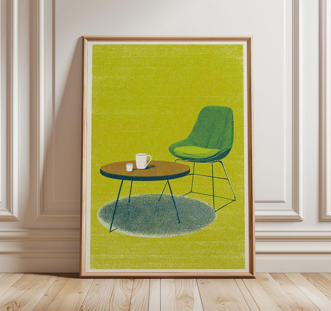 Mid Century Modern Coffee Corner Print, Retro Home Decor Poster - Etsy