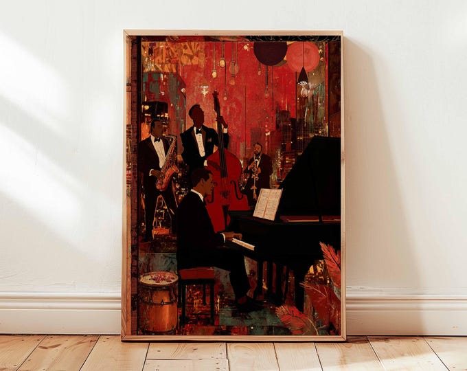 Jazz Poster, Music Wall Art, Vintage Jazz Print, Saxophone Decor, Retro Music Poster, Jazz Band Artwork, Musician Gift Idea, Jazz Club Print