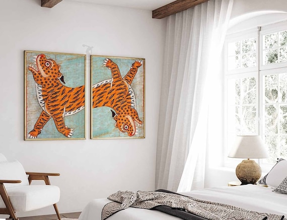 Bengal Tiger Art Prints, Indian Animal Poster Set