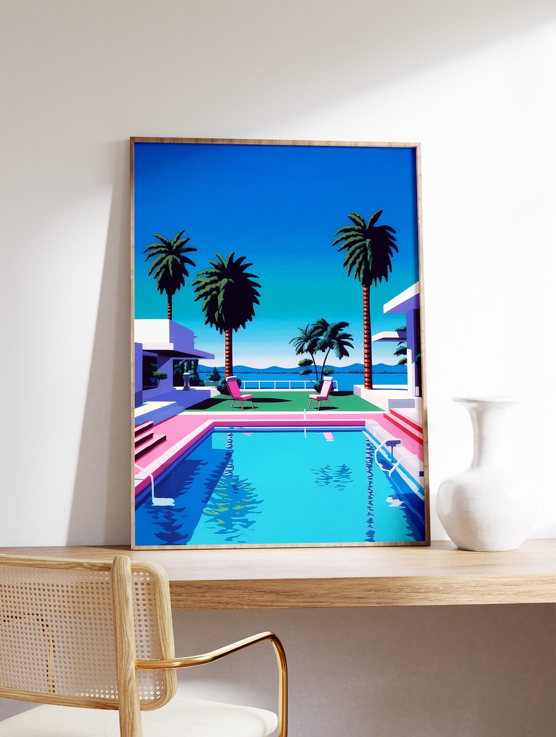 80s Swimming Pool Print, Retro Los Angeles, California Beach Art - Etsy