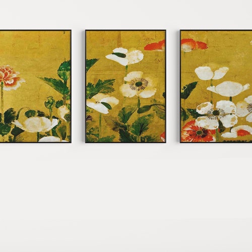 Japanese Wall Art Set of 3 Posters Japanese Wall Print Etsy