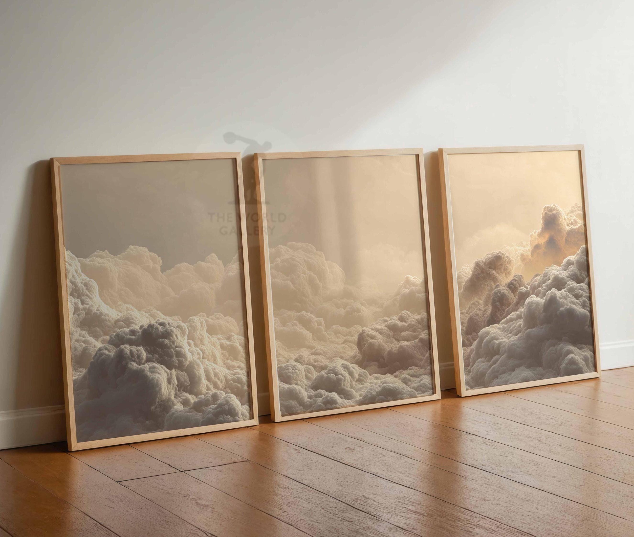 Neutral Cloud Print Set, Beige Sky, Vintage Wall Art - Etsy