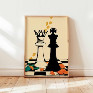 Chess Poster, Strategy Game Wall Art, Chess Print, Modern Chess Decor, Black And White Posters, Chessboard Prints, Gift For Chess Lovers