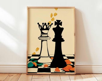 Modern Chess Poster, Strategy Game Wall Art
