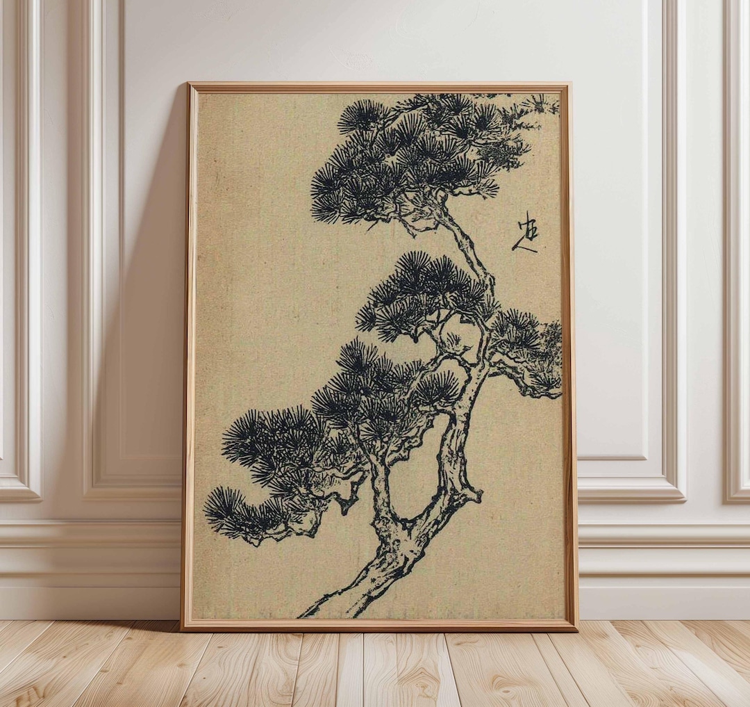 Japanese Ink Tree Art Print | Zen Minimalist Wall Art | Asian