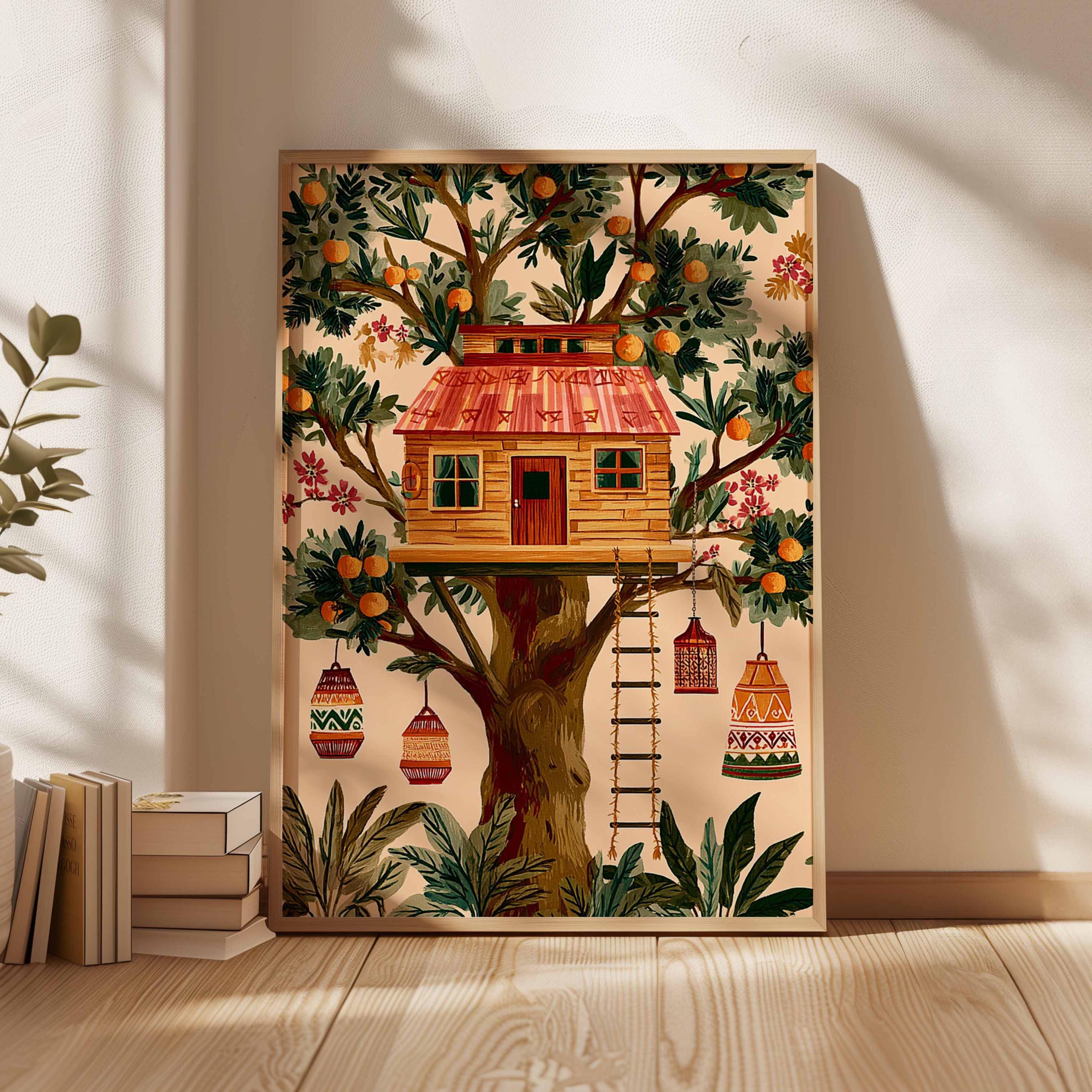 Tree House Poster, Forest Wall Art Print, Adventure Decor, Kids