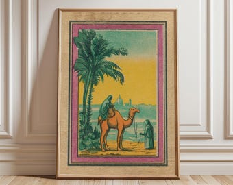 Vintage Nordafrika Reiseplakat, Kamelpalmdruck