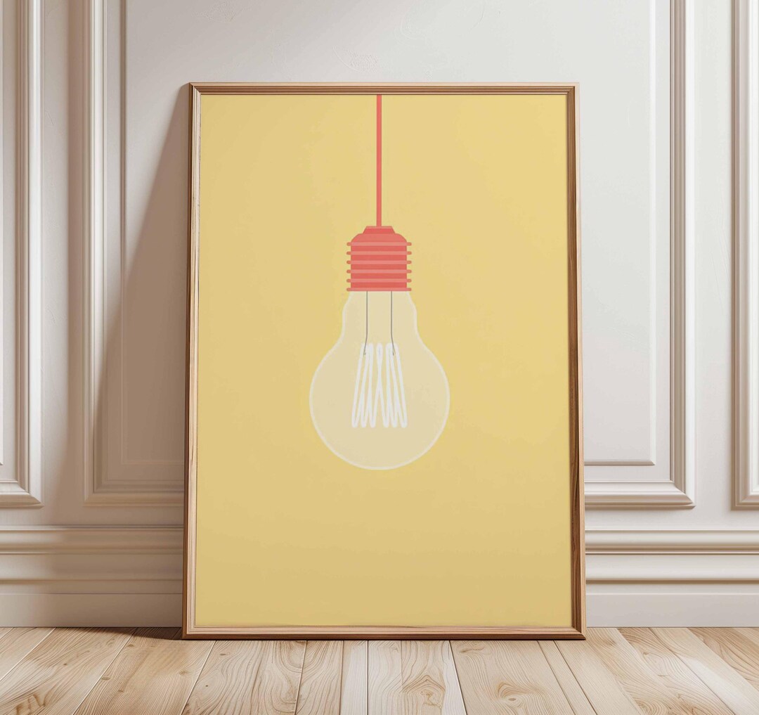 Minimalist Light Bulb Art Print | Scandinavian Modern Decor - Etsy UK