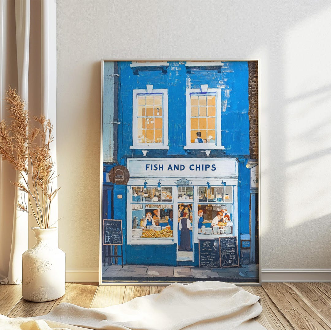 British Seaside Poster, Fish and Chips, Chip Shop, Seafood Art, Fish ...