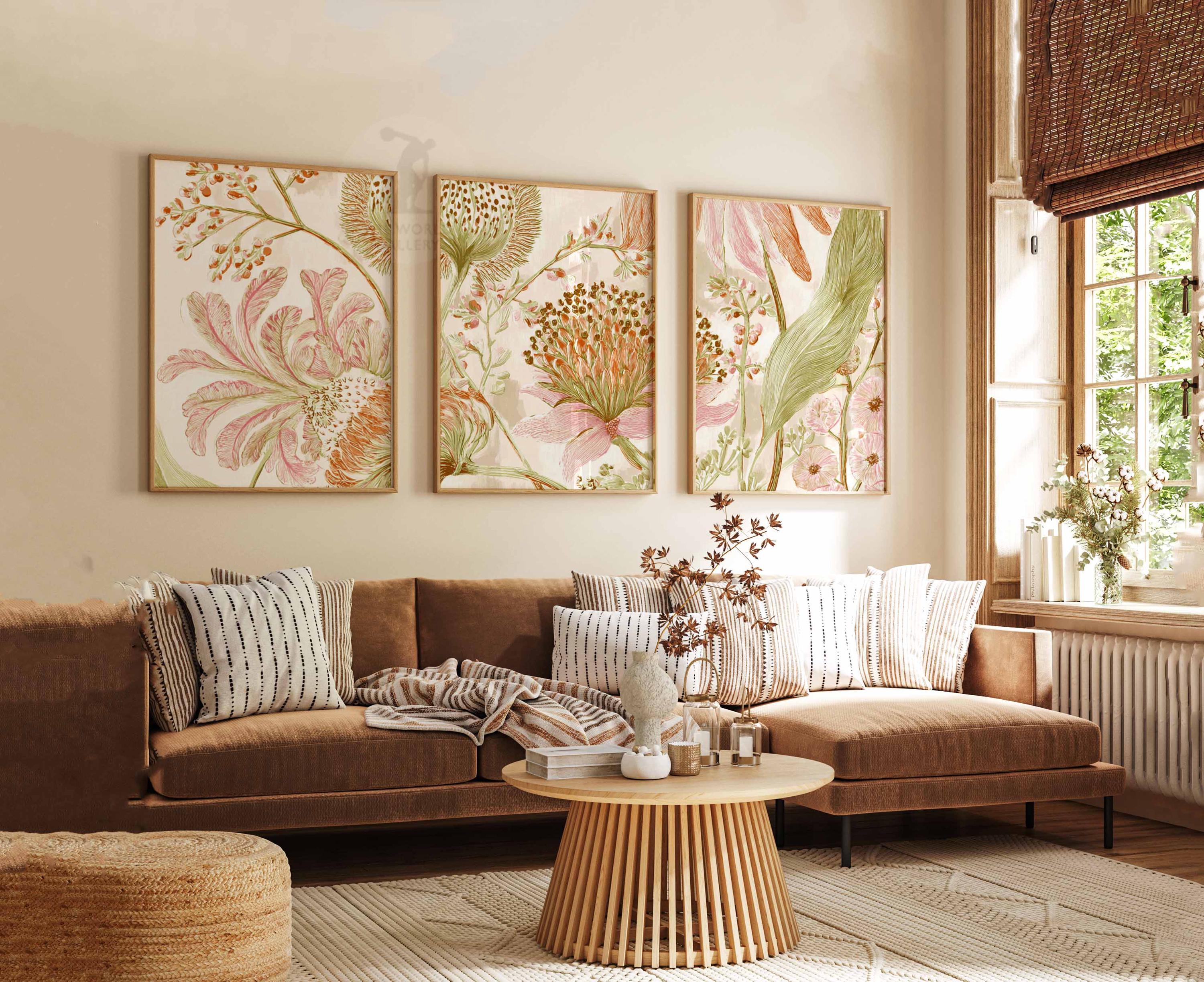 Vintage Botanical Wall Art Set of 3, Cottagecore Floral Prints ...