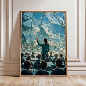 Póster retro de ciencia ficción, decoración cósmica surrealista de los años 70, póster espacial futurista, impresión de paisaje vintage, obra de arte espacial para dormitorio y sala de estar.