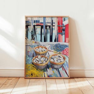 Oyster Poster, Seafood Print, Coastal Wall Art, Nautical Decor, Kitchen Food Poster, Oyster Illustration Print, Oyster Lover Gift