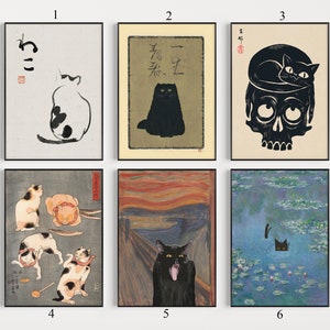 Cat Poster Set, Set of Cat Prints, Cat Wall Art, Cat Decor, Animal Gift, Cat Gift, Animal Prints, Animal Posters, A1/A2/A3/A4