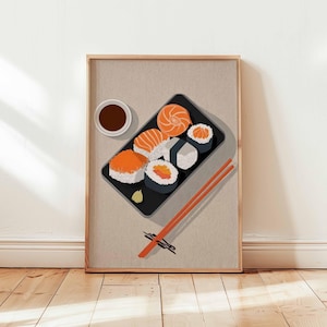 Sushi Poster, Japanese Food Wall Art, Kitchen Decor Print, Sushi Roll Print, Modern Dining Room Poster, Sushi Gift Wall Art