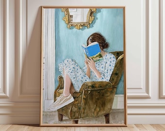 Reading Woman Art Print | Cozy Home Decor