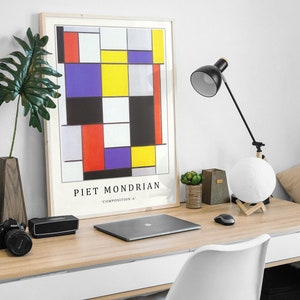 Piet Mondrian Poster, Composition A, Piet Mondrian Art Print, Bauhaus Poster, Abstract Art, Cubism, Modern Art, Gift, A1/A2/A3/A4 image 4