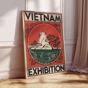 Retro Vietnam Exhibition Poster, Vietnamese Wall Art, Vietnam Gift, Botanical Print, Floral Wall Art, Tropical Decor, Vietnam Decor