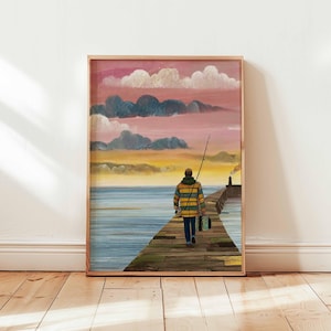 Fishing Poster, Vintage Fishing Print, River Fishing Wall Art, Fisherman Decor, Lake Poster, Nature Poster, Outdoor Gift Print