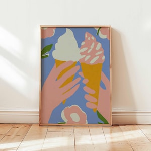Icecream Poster, Dessert Wall Art, Summer Food Print, Colorful Kitchen Poster, Ice Cream Artwork, Posters And Prints For Home Decor