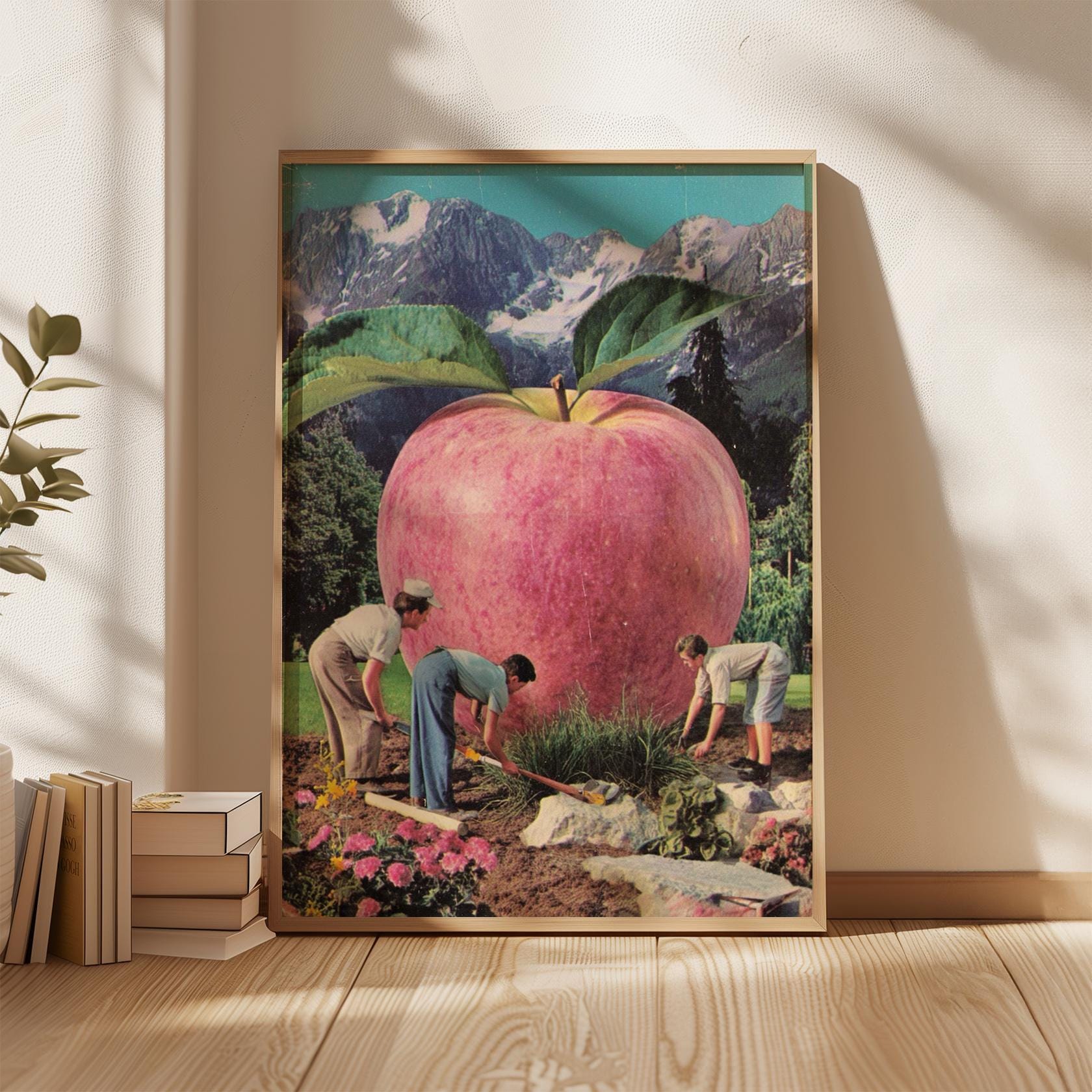 Surrealist Giant Apple Poster, Vintage Collage Wall Art - Etsy