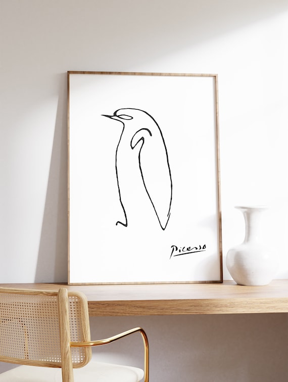 ピカソ ペンギンの線画 ピカソのペンギンの線画プリント、ミニマルな壁飾り - Etsy 日本