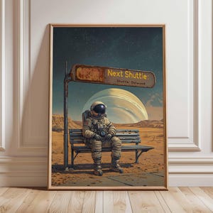 Póster retro de ciencia ficción, decoración cósmica surrealista de los años 70, póster espacial futurista, impresión de paisaje vintage, obra de arte espacial para dormitorio y sala de estar.