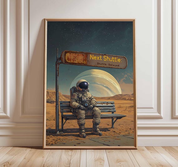 Retro Sci-Fi Space Poster, 70s Surreal Landscape Artwork