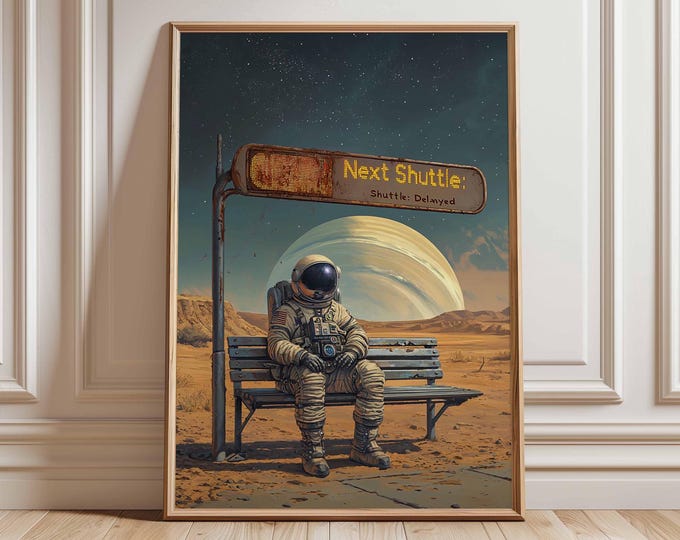 Retro Sci-Fi Space Poster, 70s Surreal Landscape Artwork