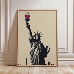 Street Art Statue of Liberty Poster, Banksy Style Wall Art, New York City Print, Modern Pop Art, Bar Wall Decor