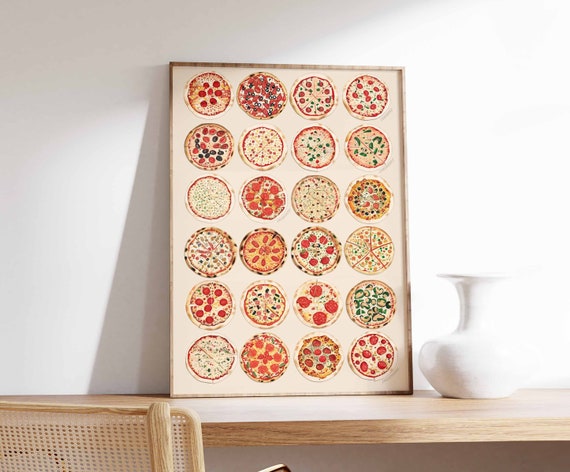 Pizza Poster, Pizza Art, Kitchen Decor, Kitchen Poster, Food Art, Italian Food Poster, Italy Print, Italian Poster, Food Gift, Food Print