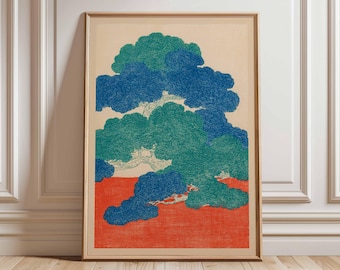 Japanese Tree Art Print, Vintage Botanical Bonsai Poster