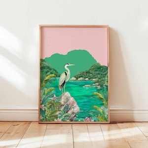 Crane Poster, Bird Wall Art, Japanese Crane Print, Minimalist Bird Poster, Nature Art Print, Animal Wall Decor, Crane Bird Gift