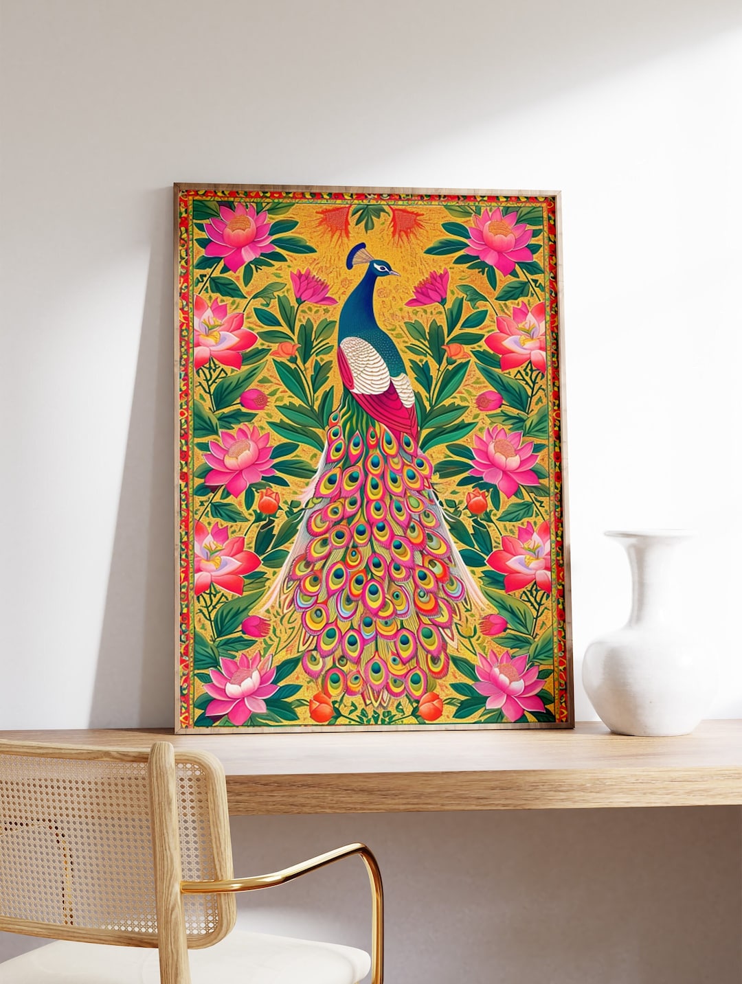 Indian Print, Traditional Indian Poster, Peacock Art, Pichwai Art ...