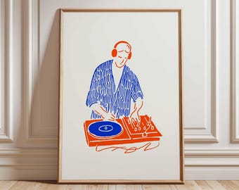 Beautiful Japanese Geisha DJ Wall Print | Vintage Dj Art | Classic