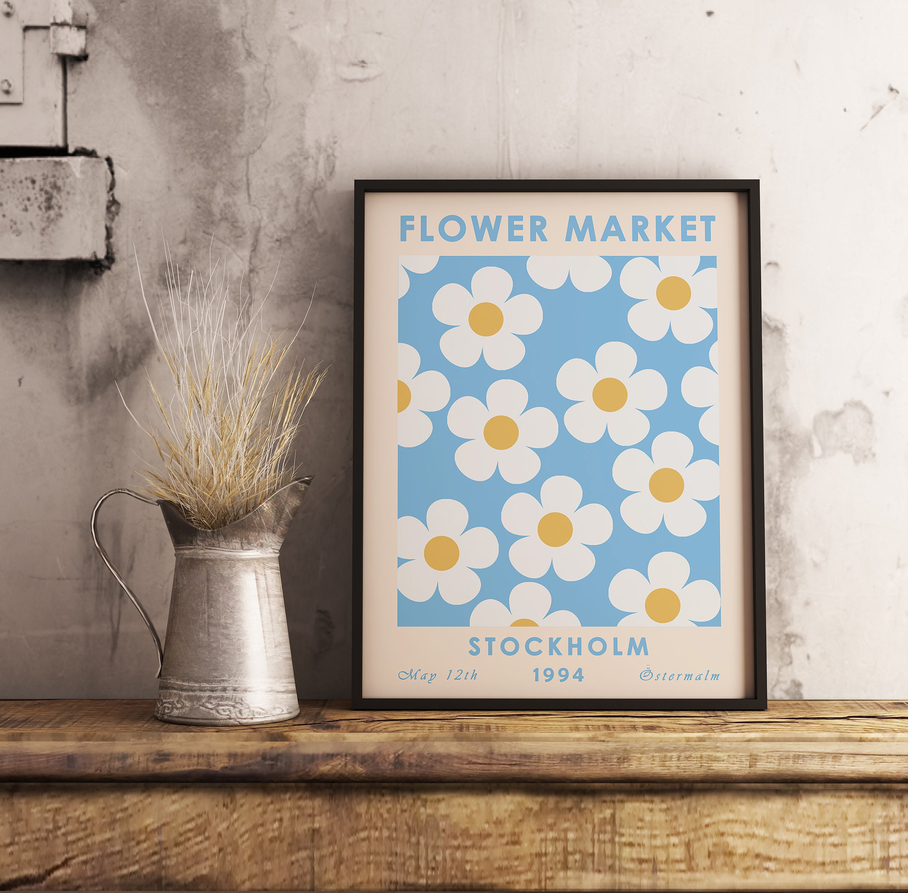 Flower Market Stockholm Poster Flower Market Art Print Etsy