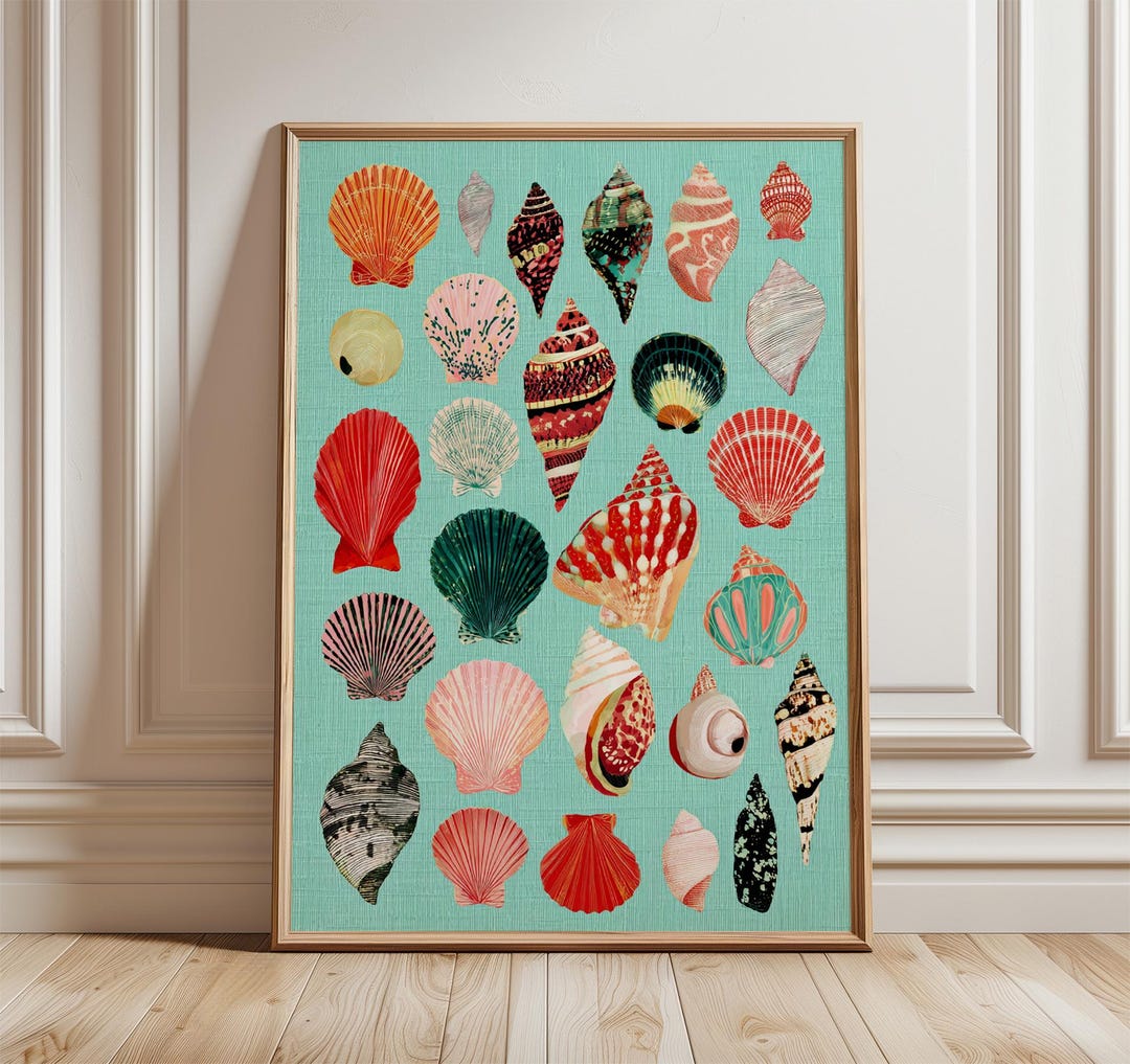 Colorful Seashell Art Print, Nautical Beach Home Decor - Etsy