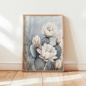 Cactus Flower Poster, Prickly Pear Print, Desert Wall Art, Botanical Posters, Nature Prints, Southwest Decor, Floral Poster