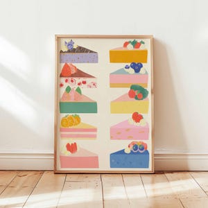 Maximalist Cake Poster, Funky Kitchen Wall Art, Retro Food Print, Dessert Decor, Colorful Art, Unique Gift for Baker, Cafe Wall Decor