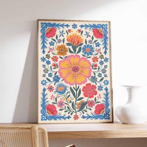 Vintage mexikanische Poster, mexikanische Drucke, mexikanische Dekoration, traditionelles lateinisches Dekor, Blumendruck, Botanische Wandkunst, Tropischer Druck, lateinische Kunst