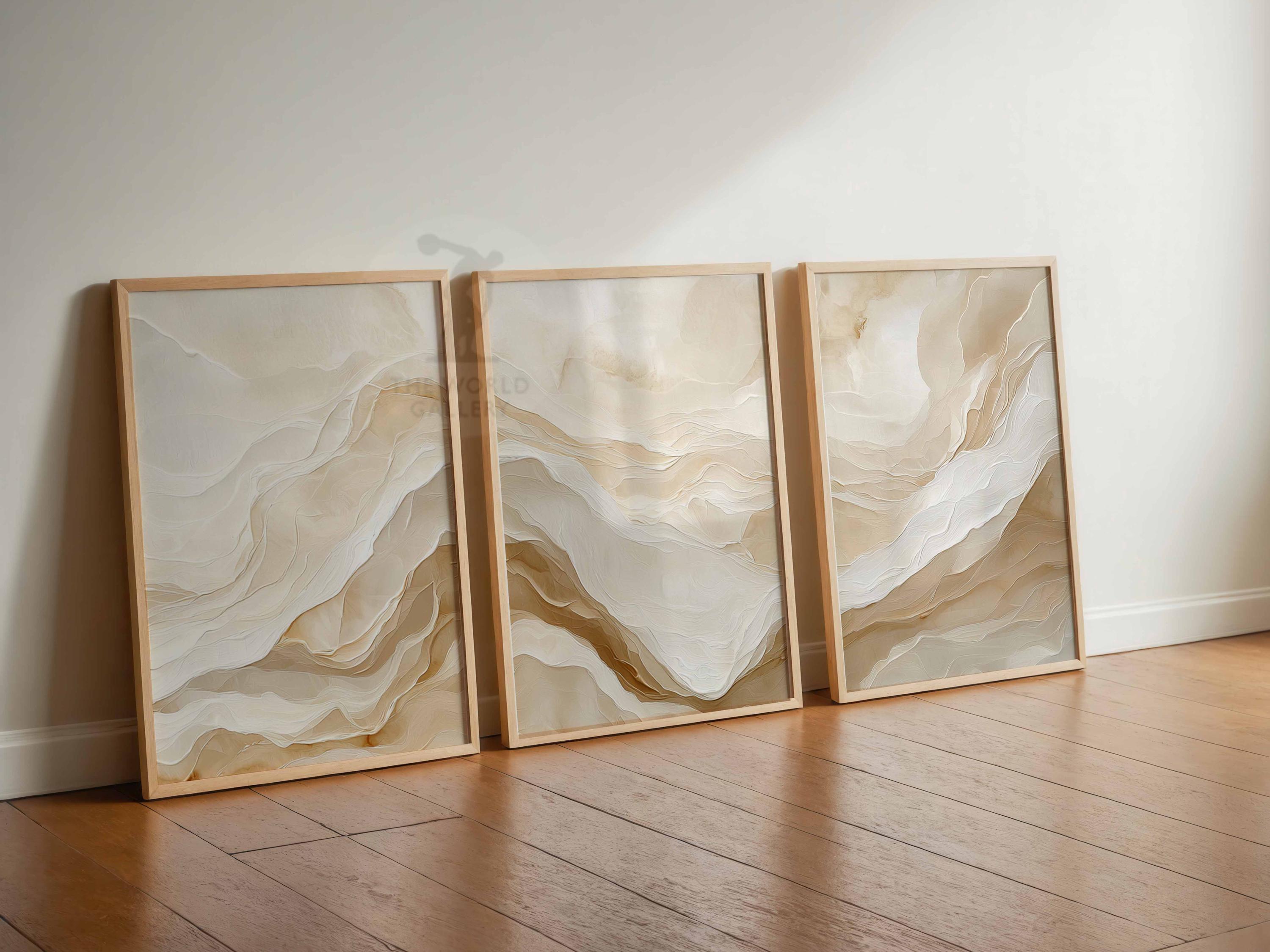 Neutral Abstract Prints Set, Beige Textured Wall Art - Etsy