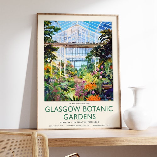 Impression vintage des jardins botaniques de Glasgow, décor Écosse