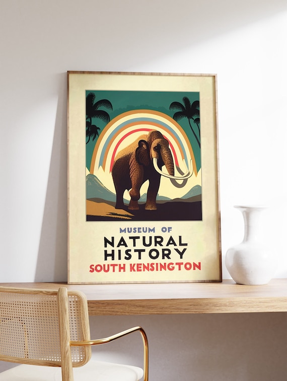 Vintage Museum of Natural History Poster, Retro Animal Art Print