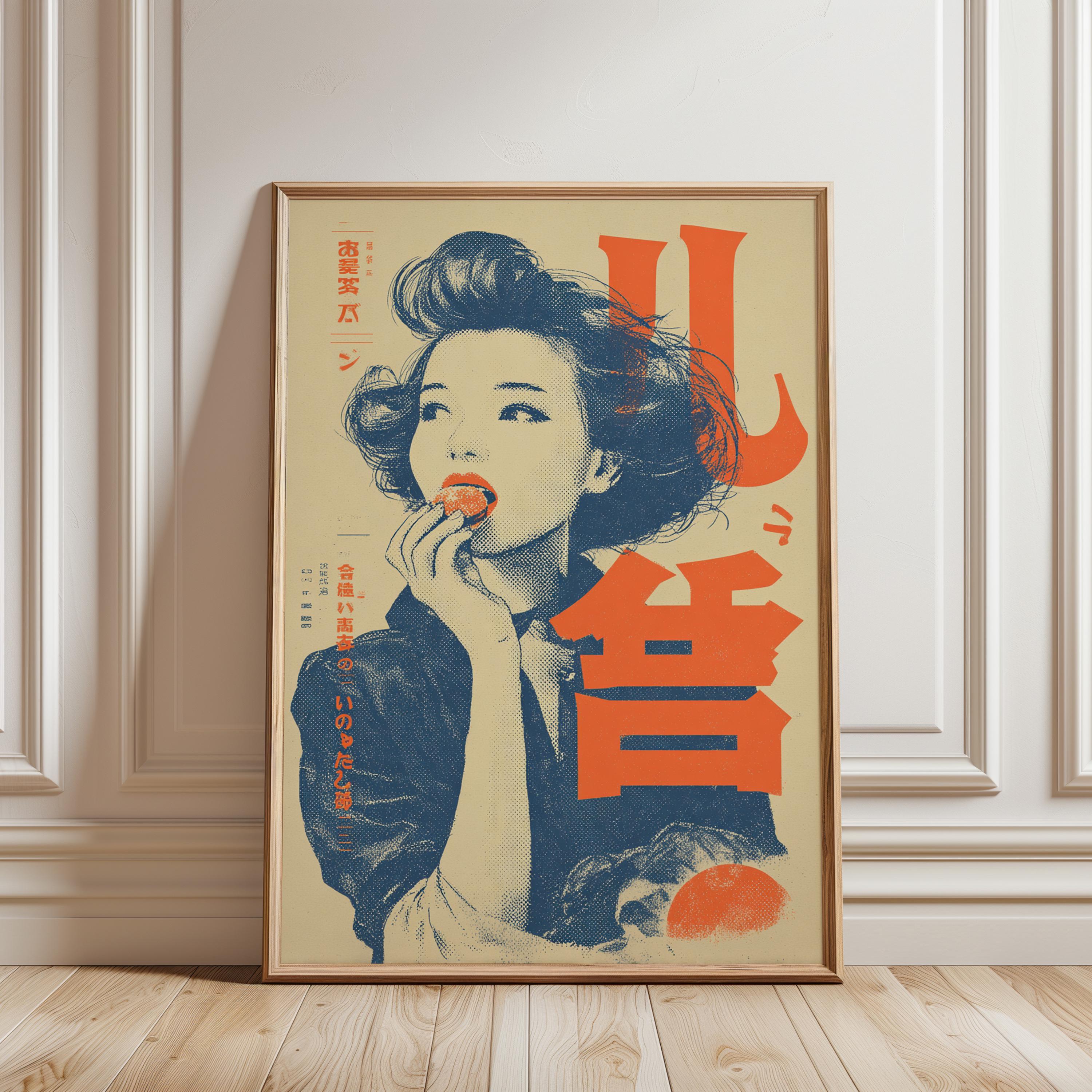 Retro Japanese Poster Art Print, Vintage Pop Girl Graphic Decor - Etsy