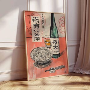 Traditional Japanese Food Poster, Japanese Cuisine Print, Kitchen Wall Decor, Food Art, Vintage Food Poster, Asian Food Illustration