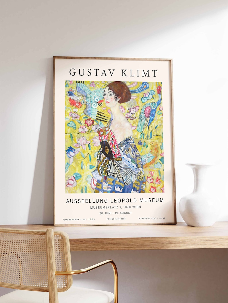 Gustav Klimt Lady With Fan Poster, Art Nouveau Print - Etsy
